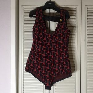 NEW Prada  button-detailed Intarsia-Knit Bodysuit